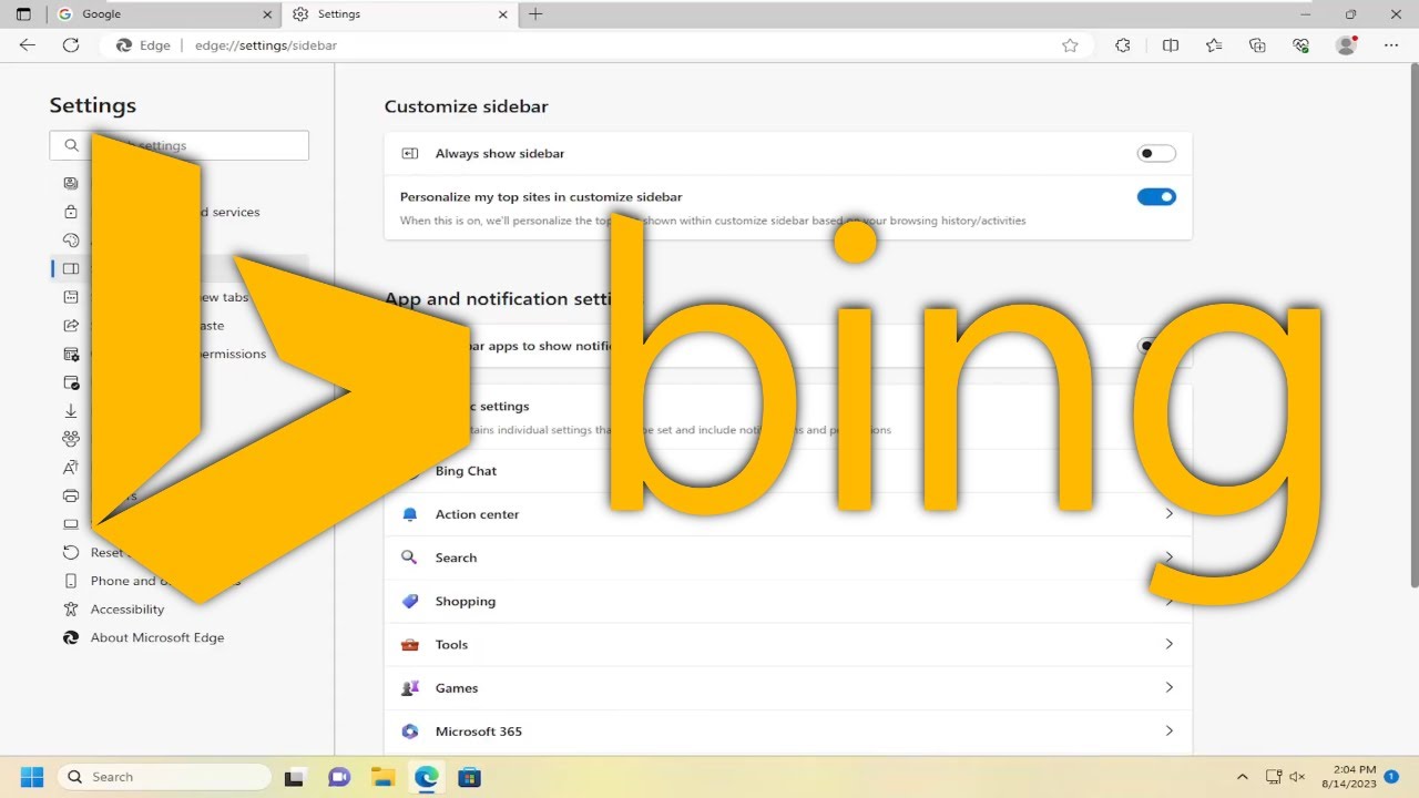 Eliminar icono de la barra de herramientas de Bing en Microsoft Edge