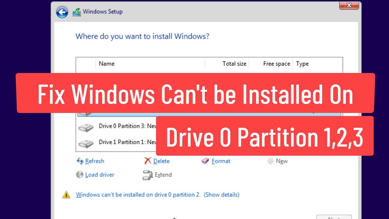 Solución fácil al problema de instalación de Windows en la unidad 0 partición 1, 2, 3