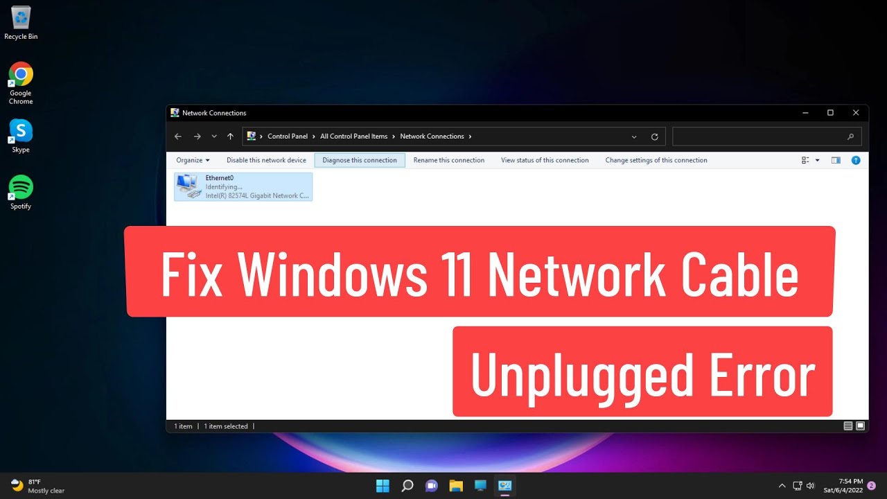 Solucionar error de cable de red desconectado en Windows 11 Mundowin