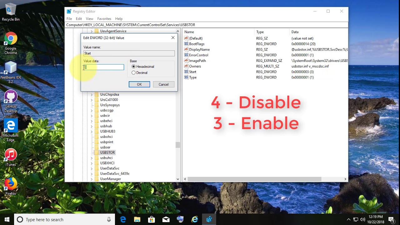 Desactivar o activar puertos USB en Windows
