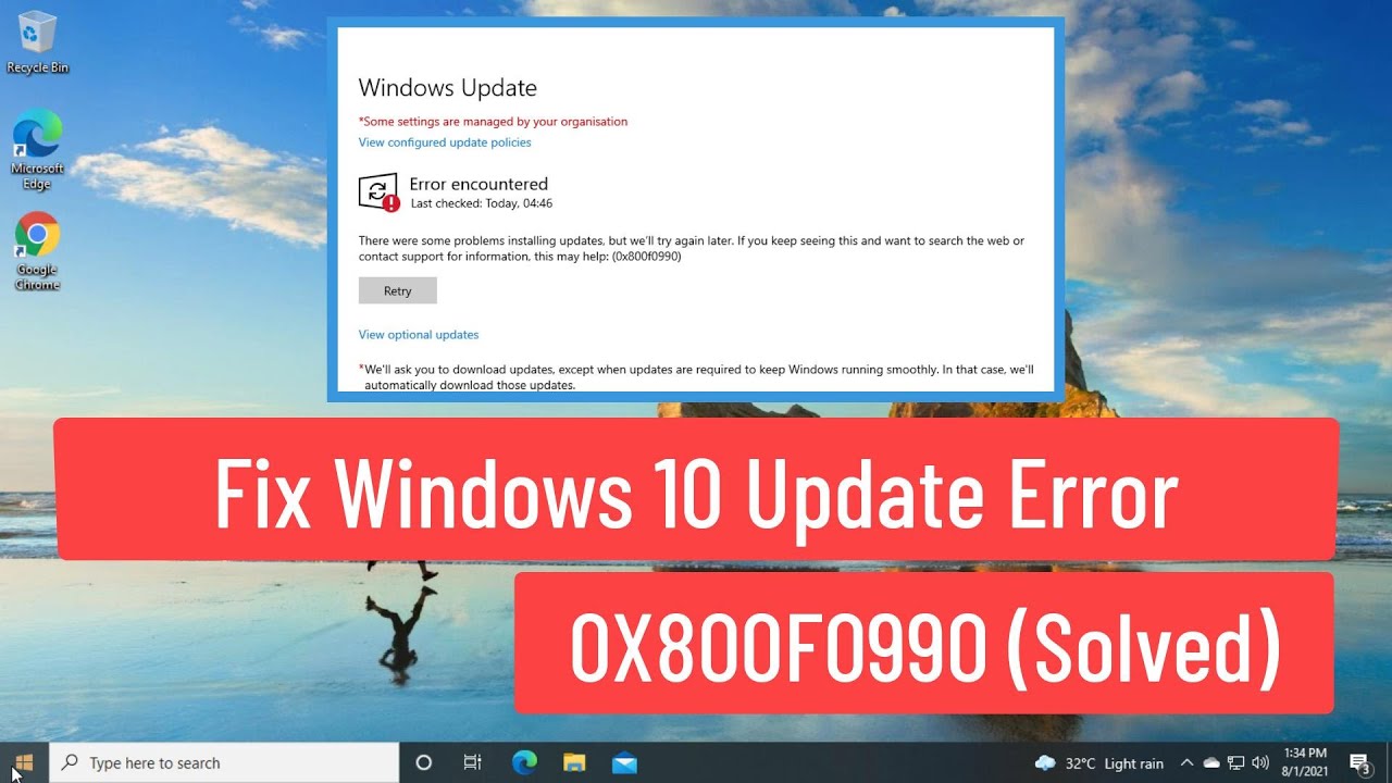 Arreglar error de actualización de Windows 10 0x800f0990 (Solucionado)