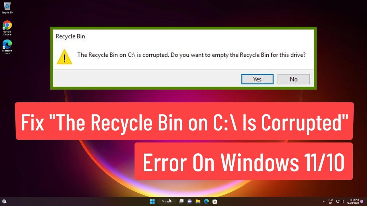 Solución al error Recycle Bin en C/ está corrupto en Windows 11/10