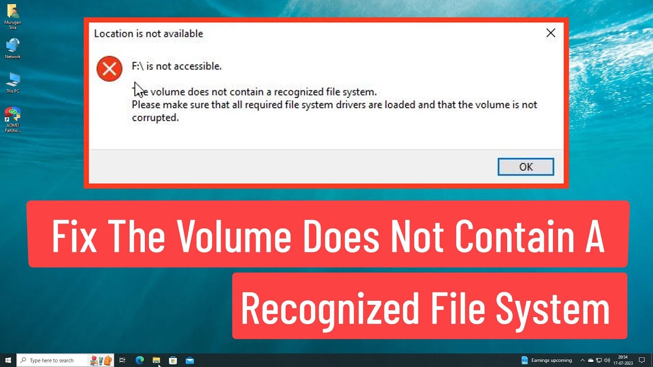 Solución error sistema de archivos no reconocido en Windows 11/10/8/7