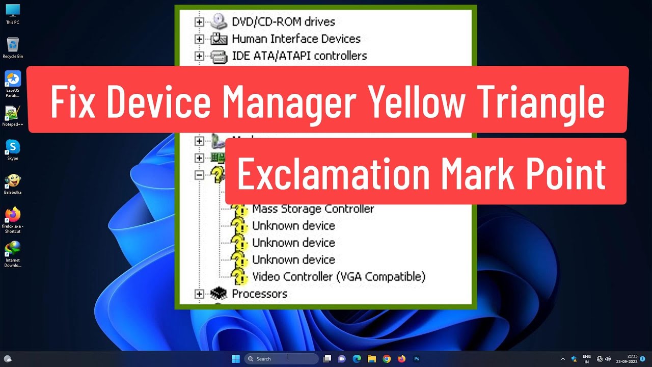 Solución triángulo amarillo en Administrador de dispositivos tras limpiar la instalación de Windows