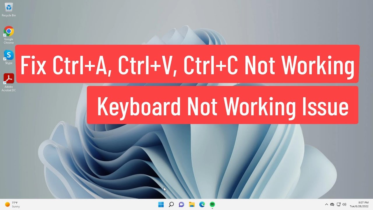 Teclas Ctrl+A, Ctrl+V, Ctrl+C no funcionan Problema de teclado en