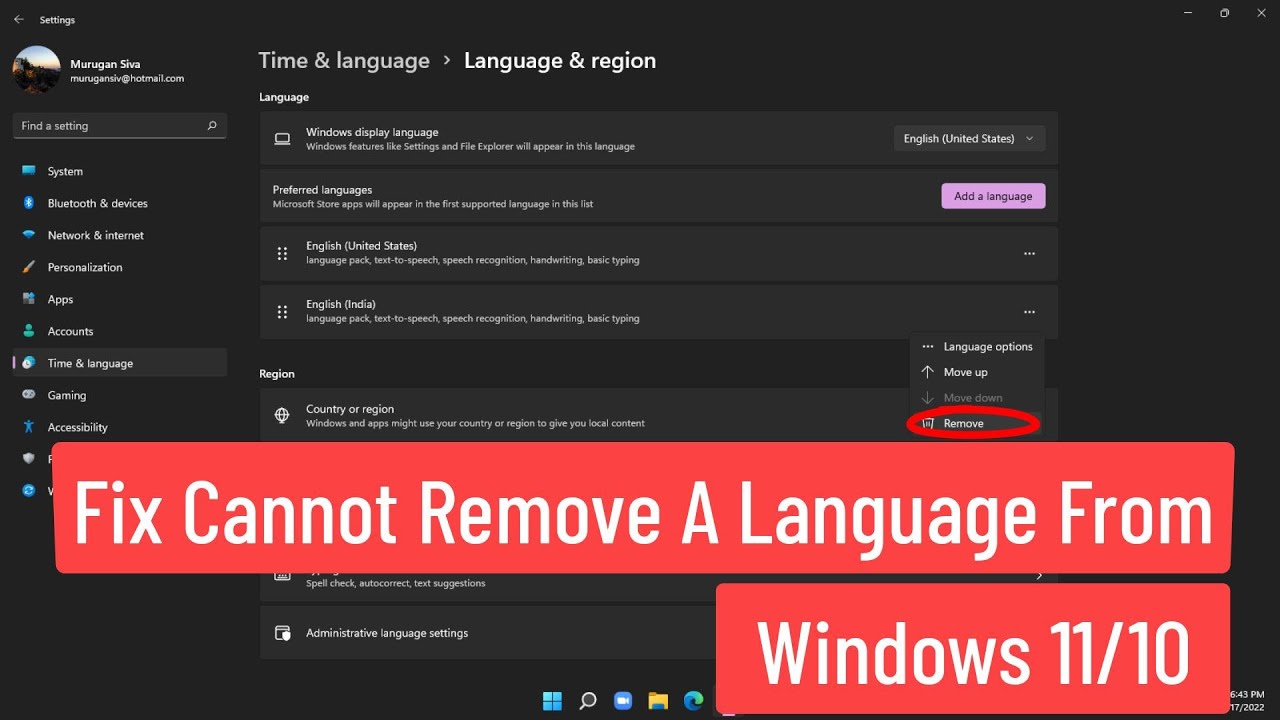 Solución para eliminar un idioma en Windows 11/10 utilizando Powershell