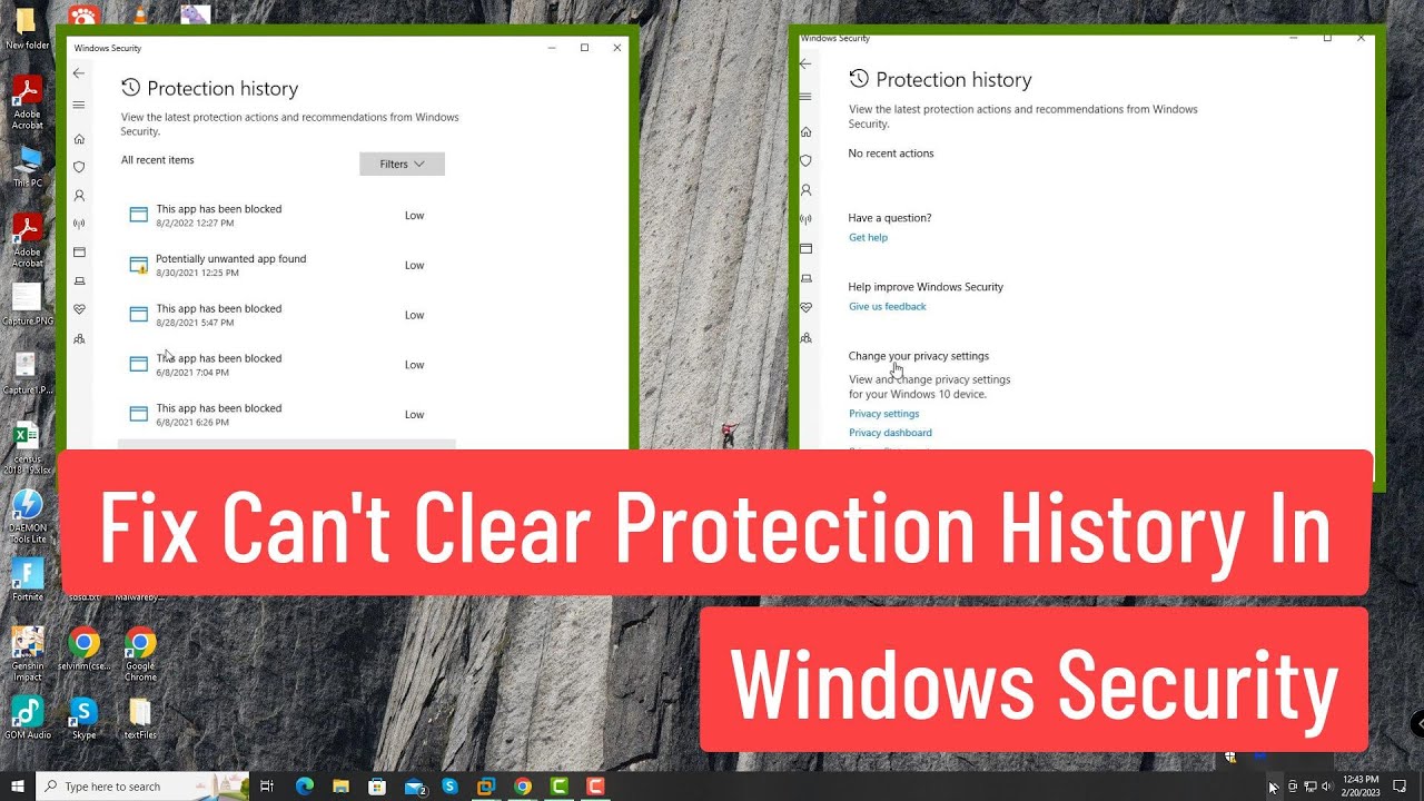 Arreglar historial de protección en Windows Security: Siga estos pasos.
