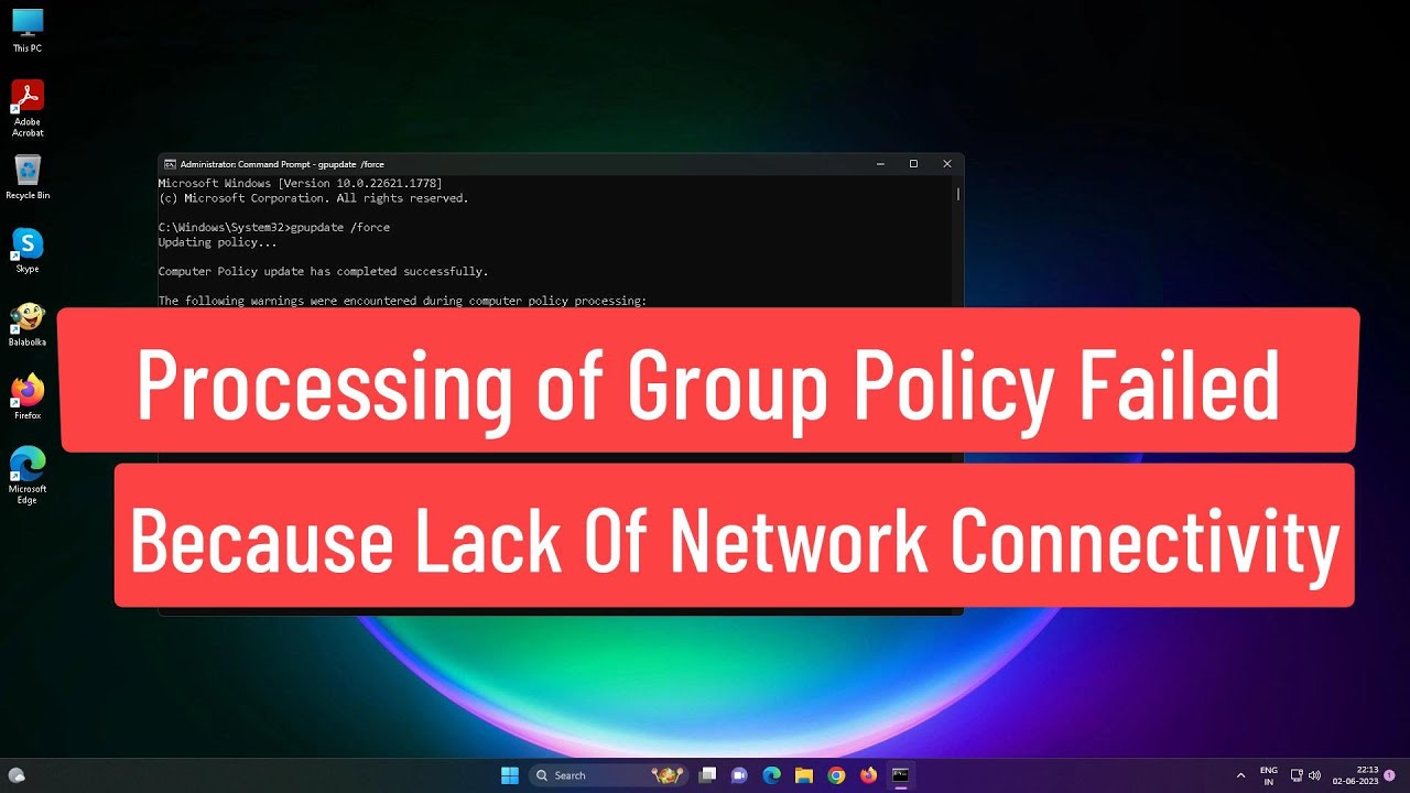 Procesamiento de la directiva de grupo falló por falta de conectividad a un controlador de dominio SOLUCIONADO