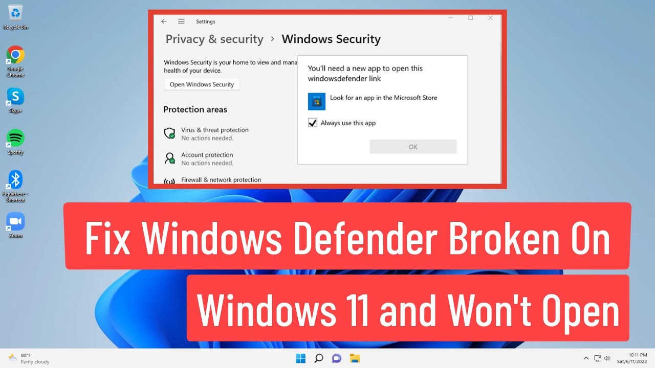 Solución Windows Defender roto en Windows 11 y no se abre