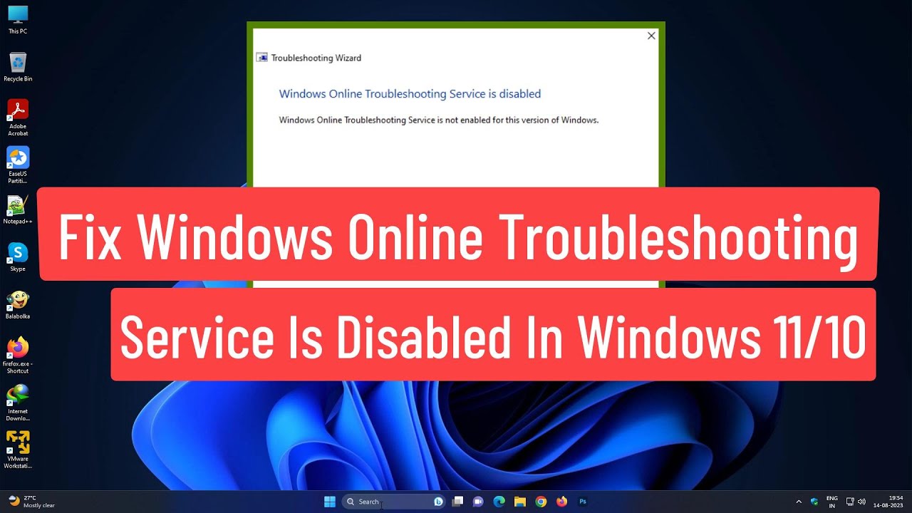 Solucionar servicio de solución de problemas en línea de Windows desactivado en Windows 11/10