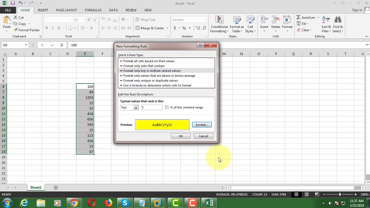 Cómo resaltar automáticamente los valores mínimos y máximos en MS Excel