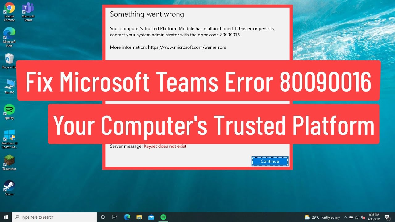 Solución error Microsoft Teams 80090016 TPM dañada