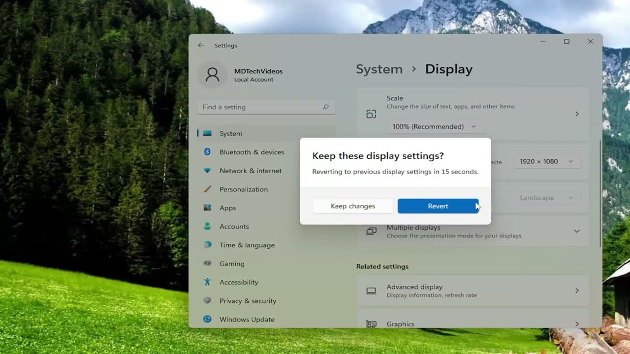 «Solucionar problemas de relación de aspecto de pantalla en Windows 11»