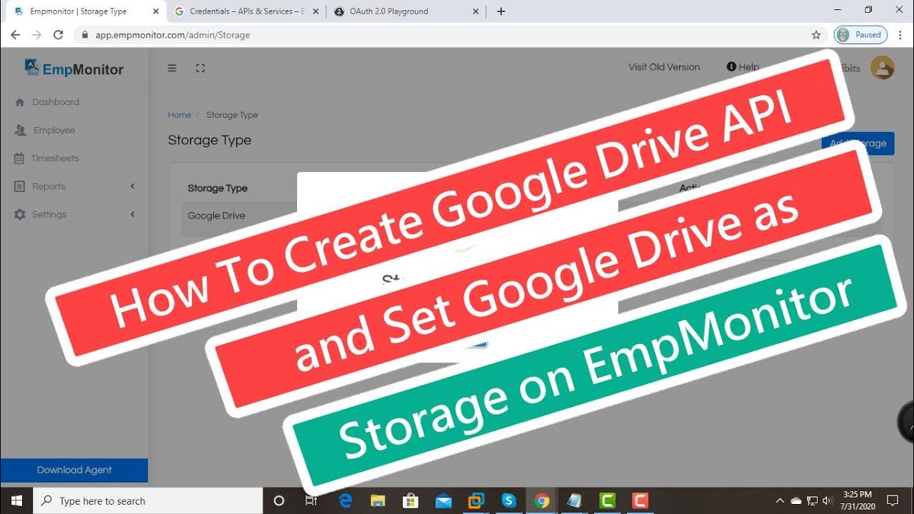 Crear API de Google Drive y configurar Google Drive como almacenamiento en EmpMonitor