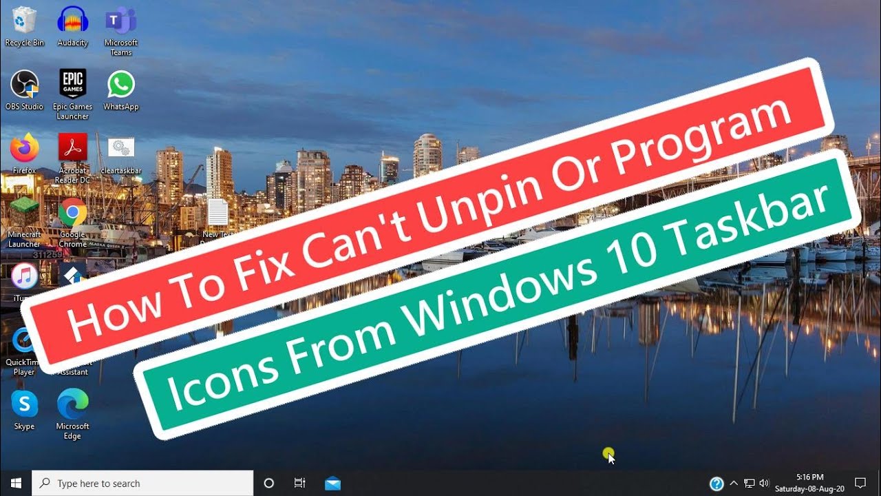Cómo solucionar no poder desanclar o eliminar iconos de programas de la barra de tareas de Windows 10