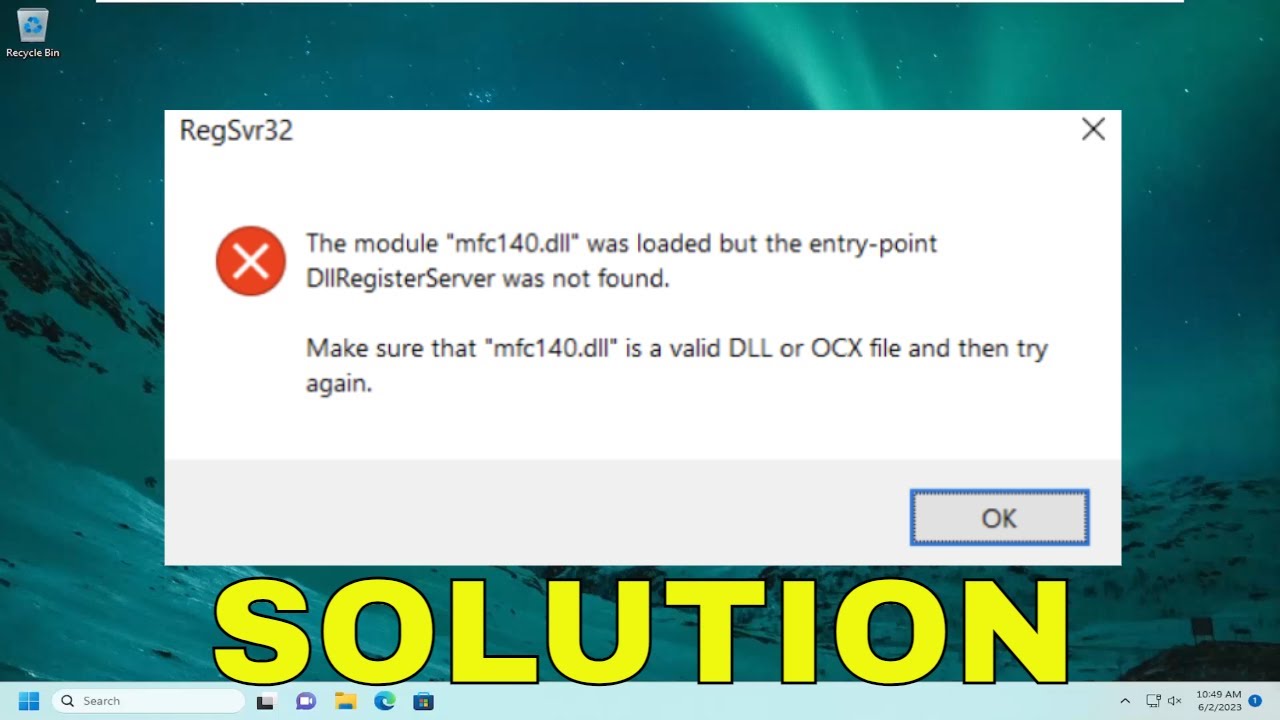 Solución para el error DllRegisterServer no se encontró en Windows 11/10