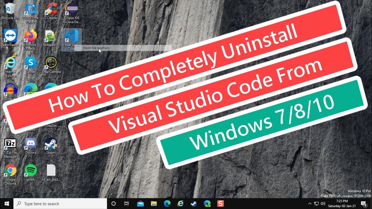 Desinstalar Visual Studio Code de Windows 7/8/10 – Tutorial en video (en español)