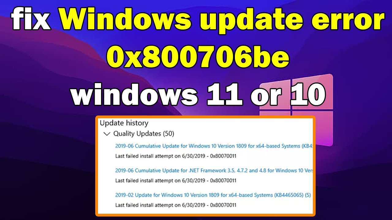 Solución al error 0x800706be en Windows 10