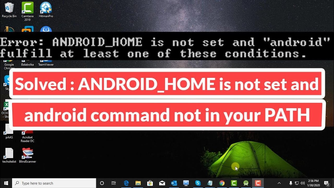 Problema ANDROID_HOME no está configurado y el comando android no está en tu PATH.