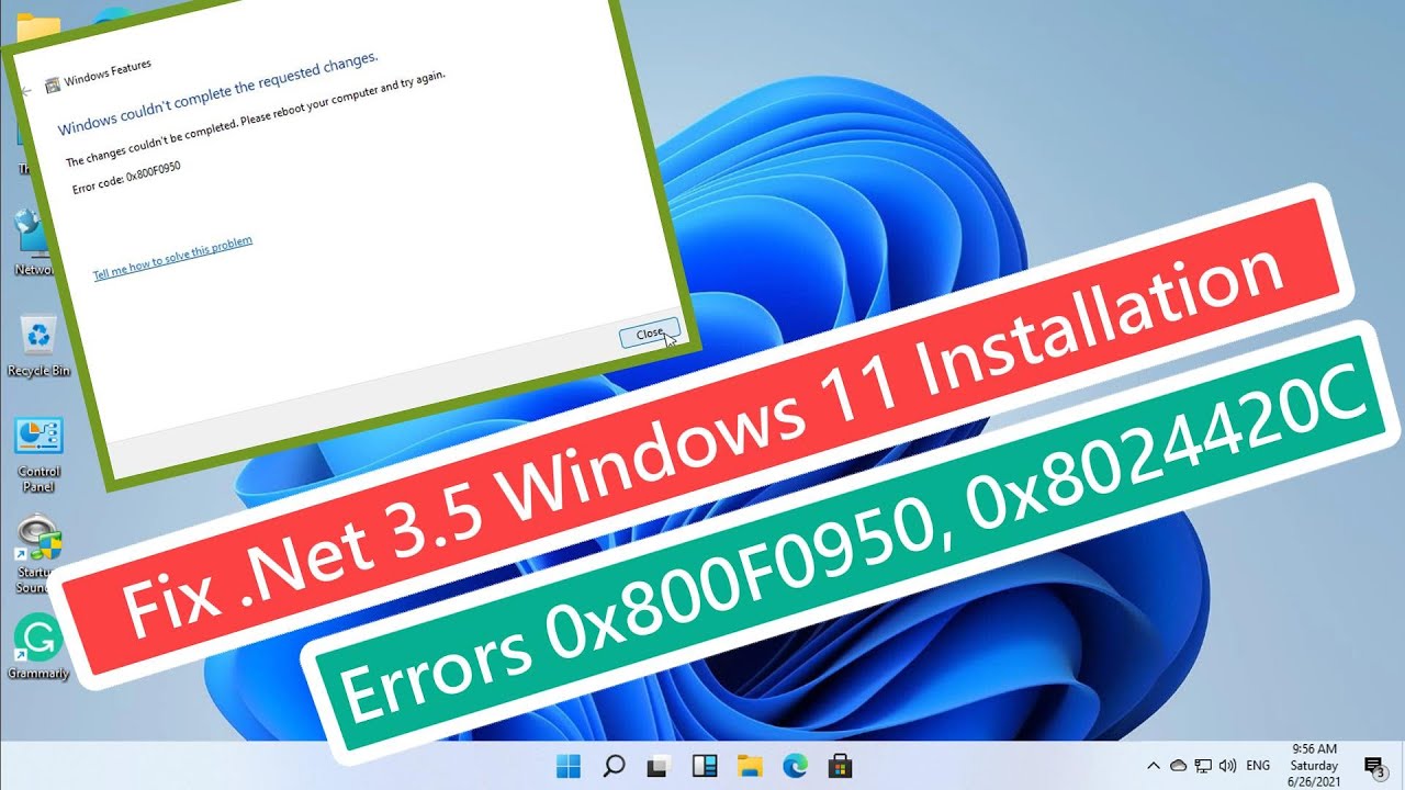 Solución errores instalación .Net 3.5 Windows 11: tutorial vídeo explicativo