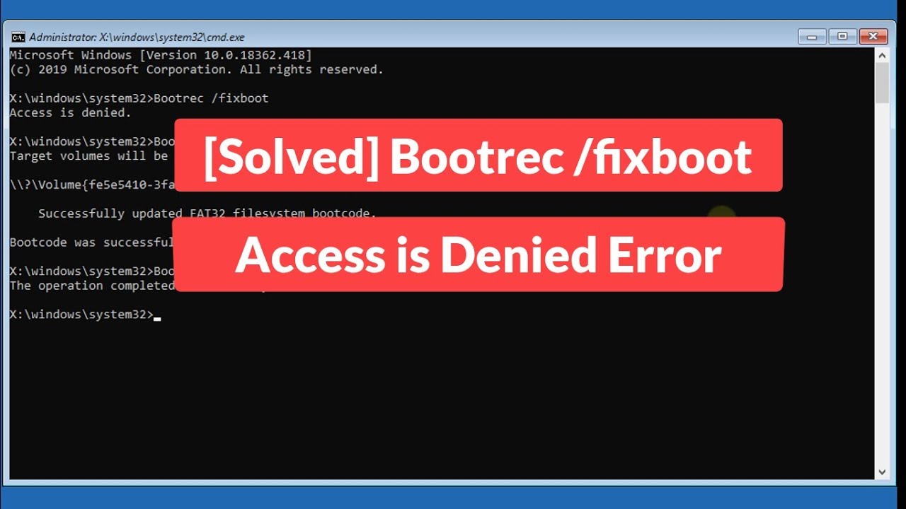 Resuelto: Error de acceso denegado en Bootrec /fixboot