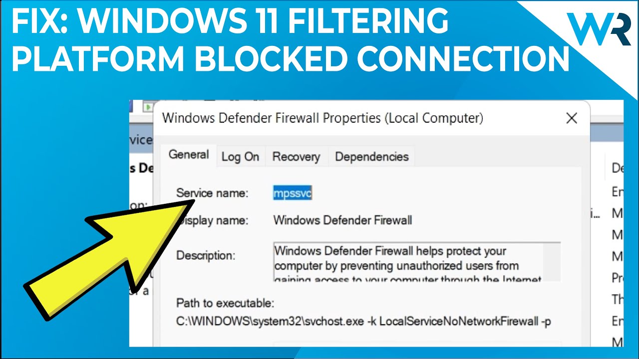 Soluciones para el problema de conexión bloqueada de Windows Filtering Platform en Windows 11