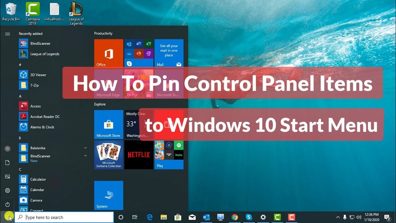 Anclar elementos del panel de control al menú Inicio de Windows 10