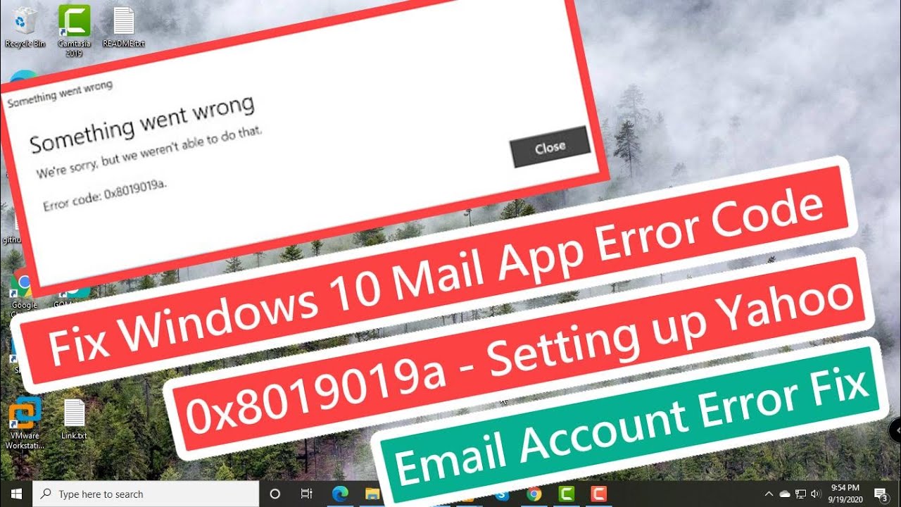 Solución error 0x8019019a en Mail App de Windows 10 al configurar cuenta de correo Yahoo