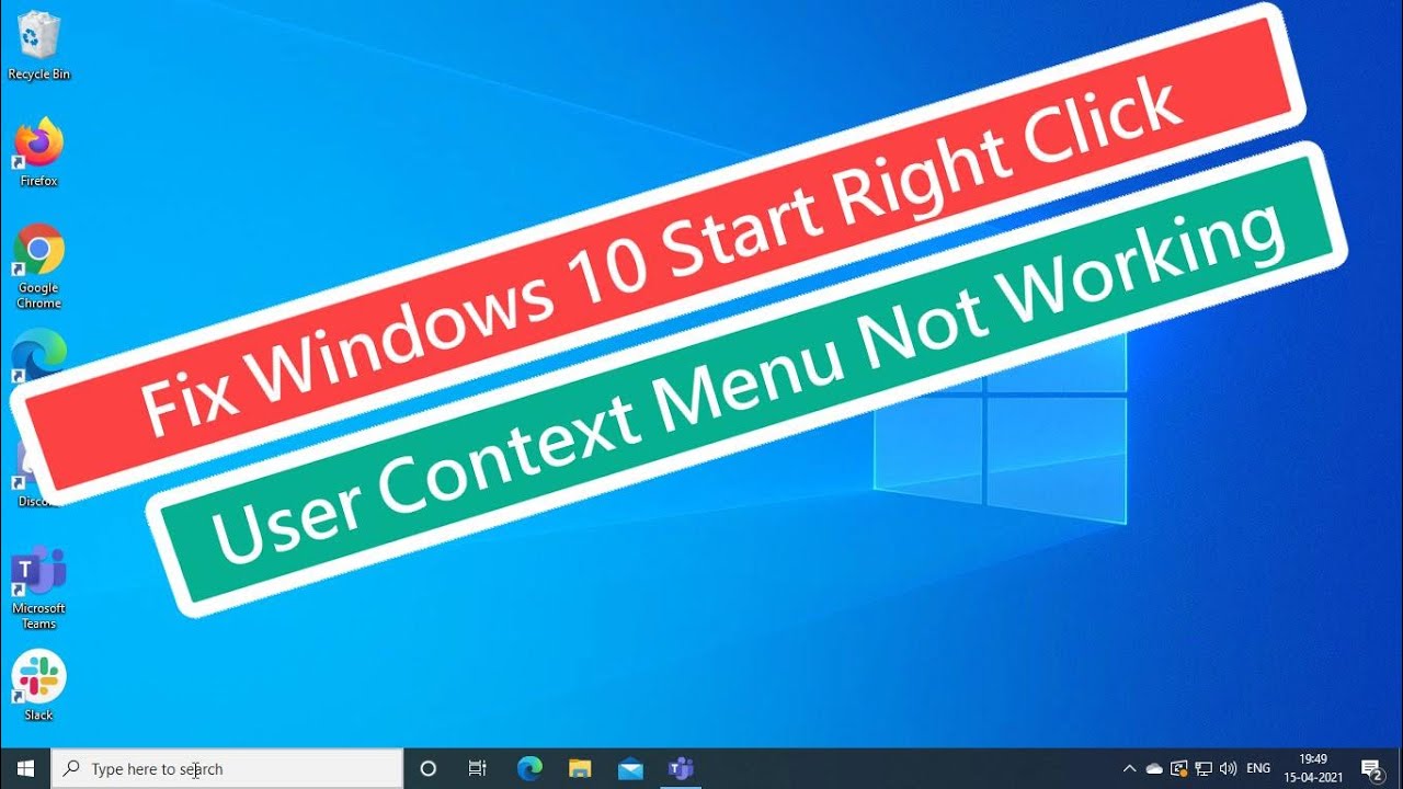 Solución Menú Contextual No Funciona en Windows 10
