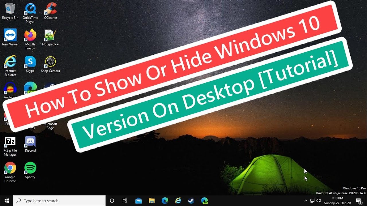 Mostrar/ocultar versión Windows 10 en el escritorio: tutorial en video