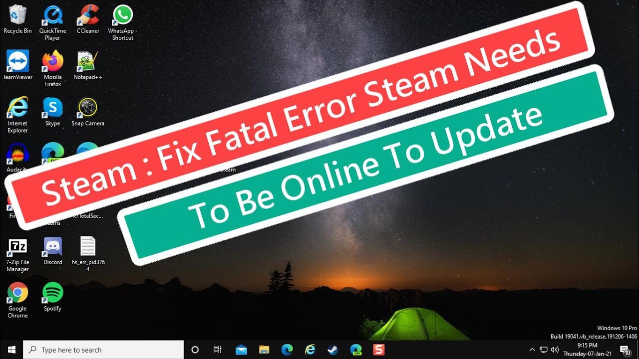 Error fatal de Steam necesita estar en línea para actualizar