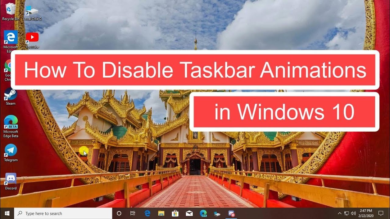 Desactivar animaciones de la barra de tareas en Windows 10
