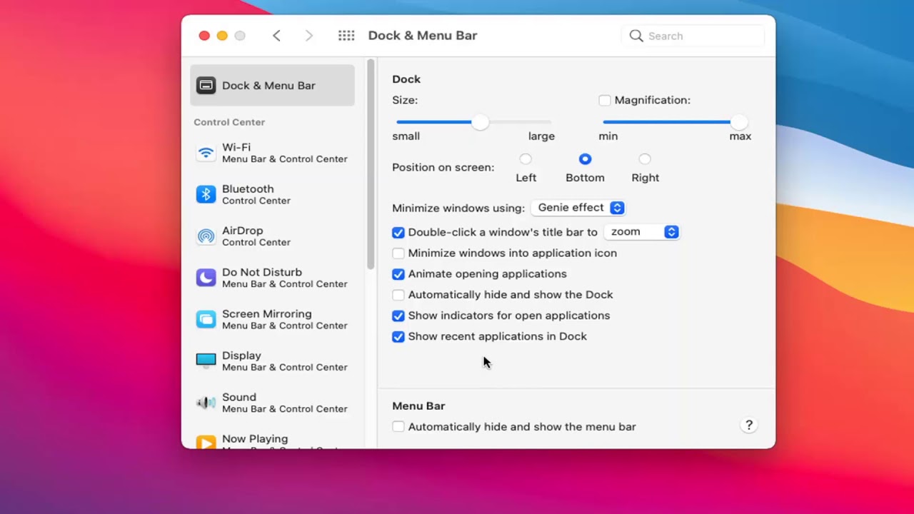 «Ajustar configuraciones de la barra de herramientas y del menú en MacBook»