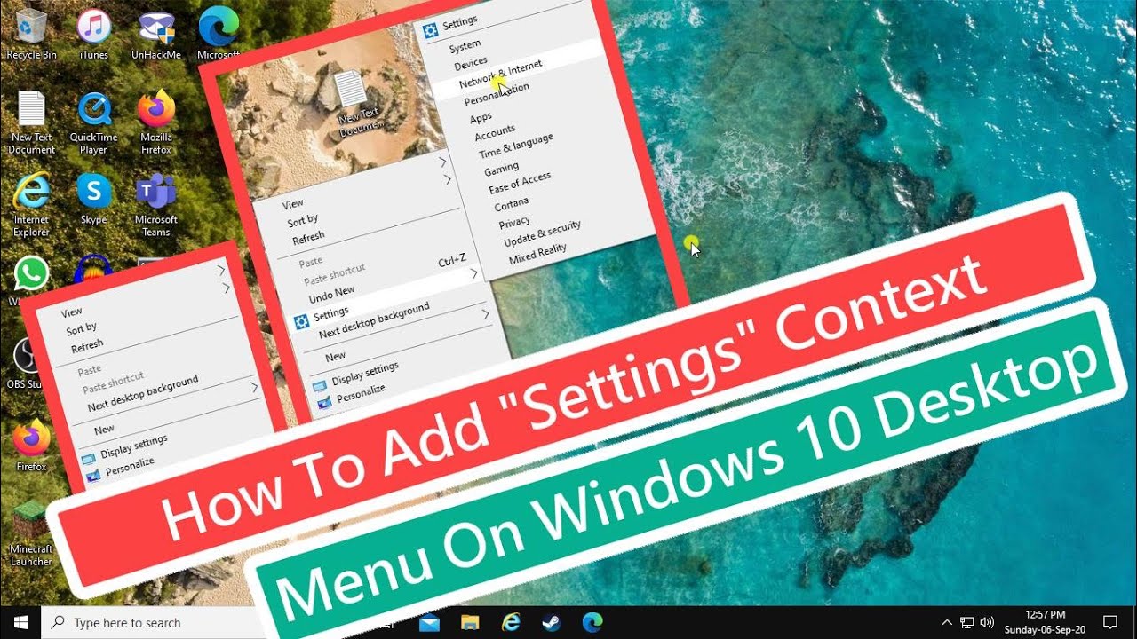 Cómo añadir menú contextual Configuración en el escritorio de Windows 10