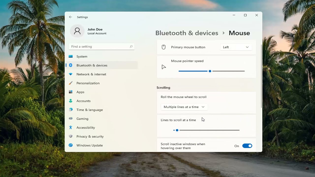 «Desactivar o activar desplazamiento en ventanas inactivas en Windows 11»