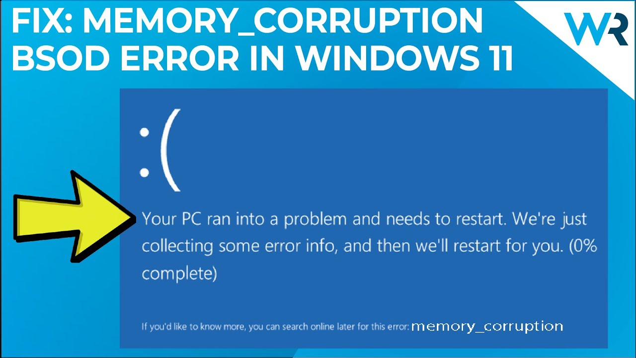 Cómo solucionar el error de memoria_corrupción BSOD en Windows 11: Restart, actualizaciones, solucionador de problemas, escaneo de disco, sfc scan