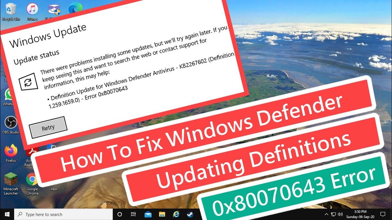 Cómo solucionar el error 0x80070643 de actualización de definiciones de Windows Defender