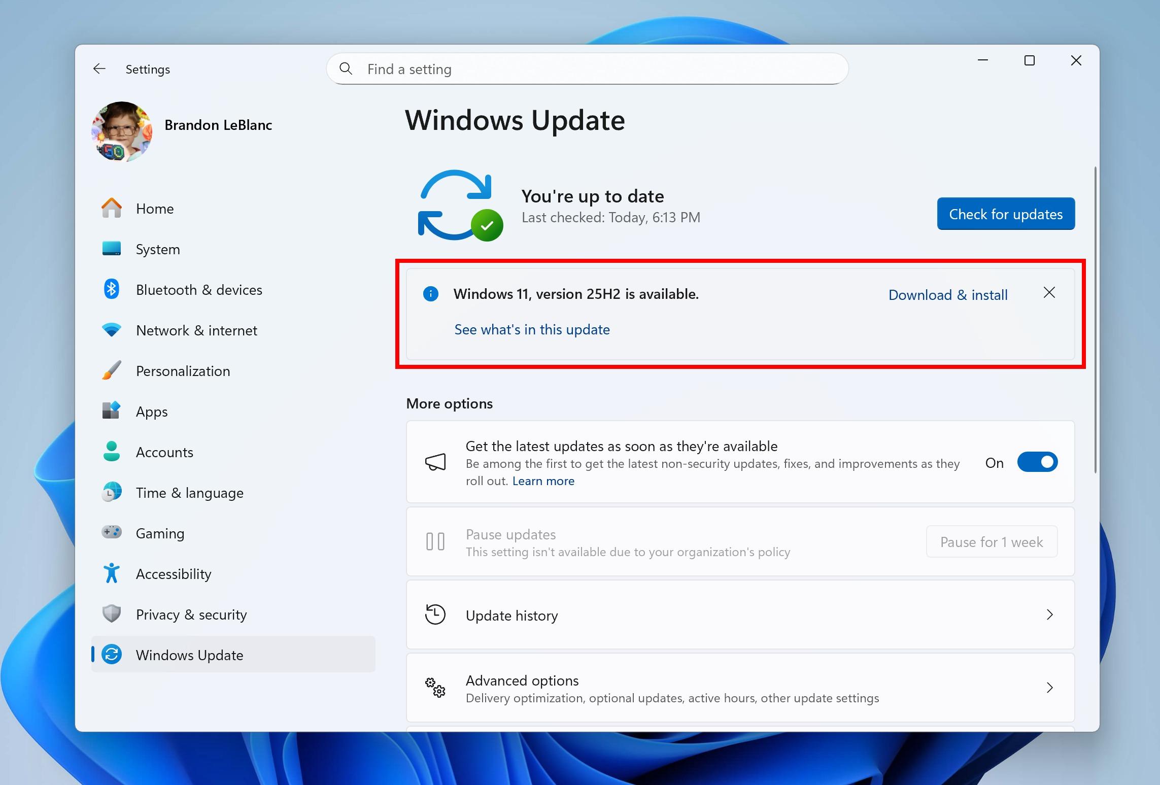 Actualización Windows 11 25H2