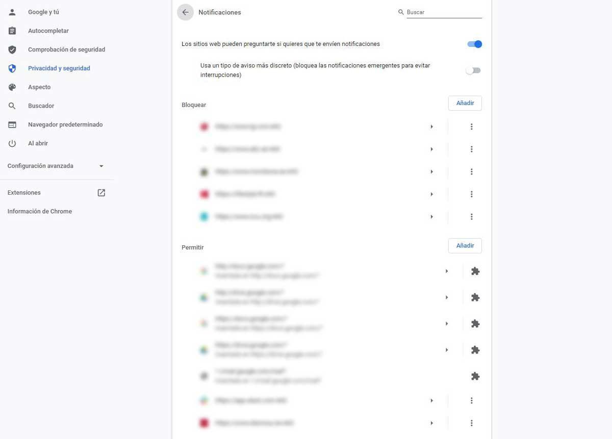 Google Chrome gestiona avisos del navegador