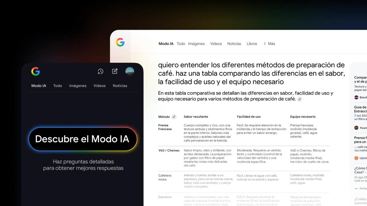 Fiabilidad y enlaces en el Modo IA