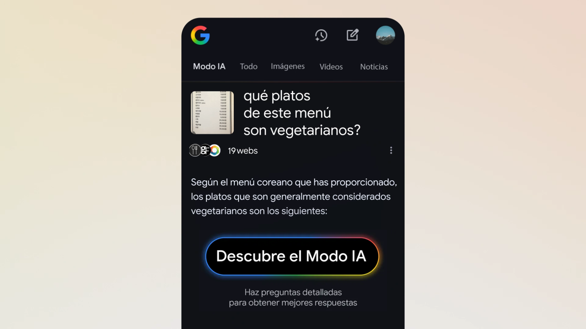 Activación del Modo IA de Google