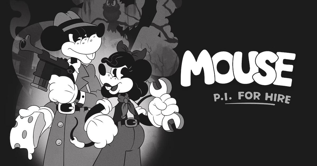 Captura del videojuego con estética cartoon noir