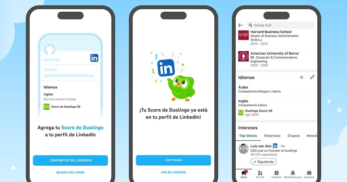Integración de Duolingo y LinkedIn