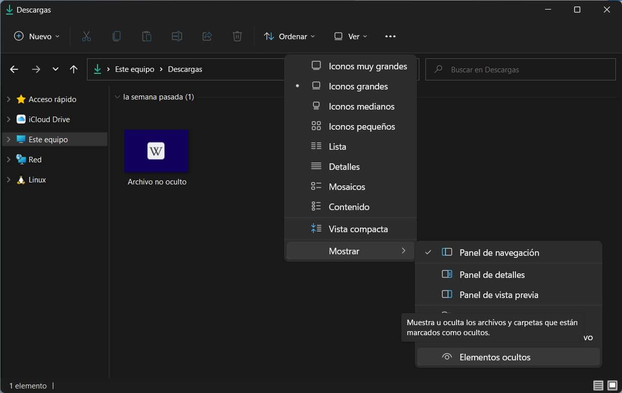 Archivos y carpetas ocultas en Windows 11
