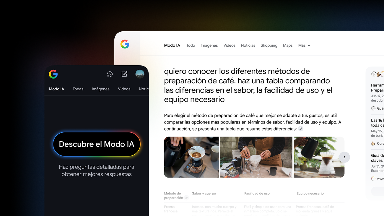 Botón de Modo IA en Chrome móvil