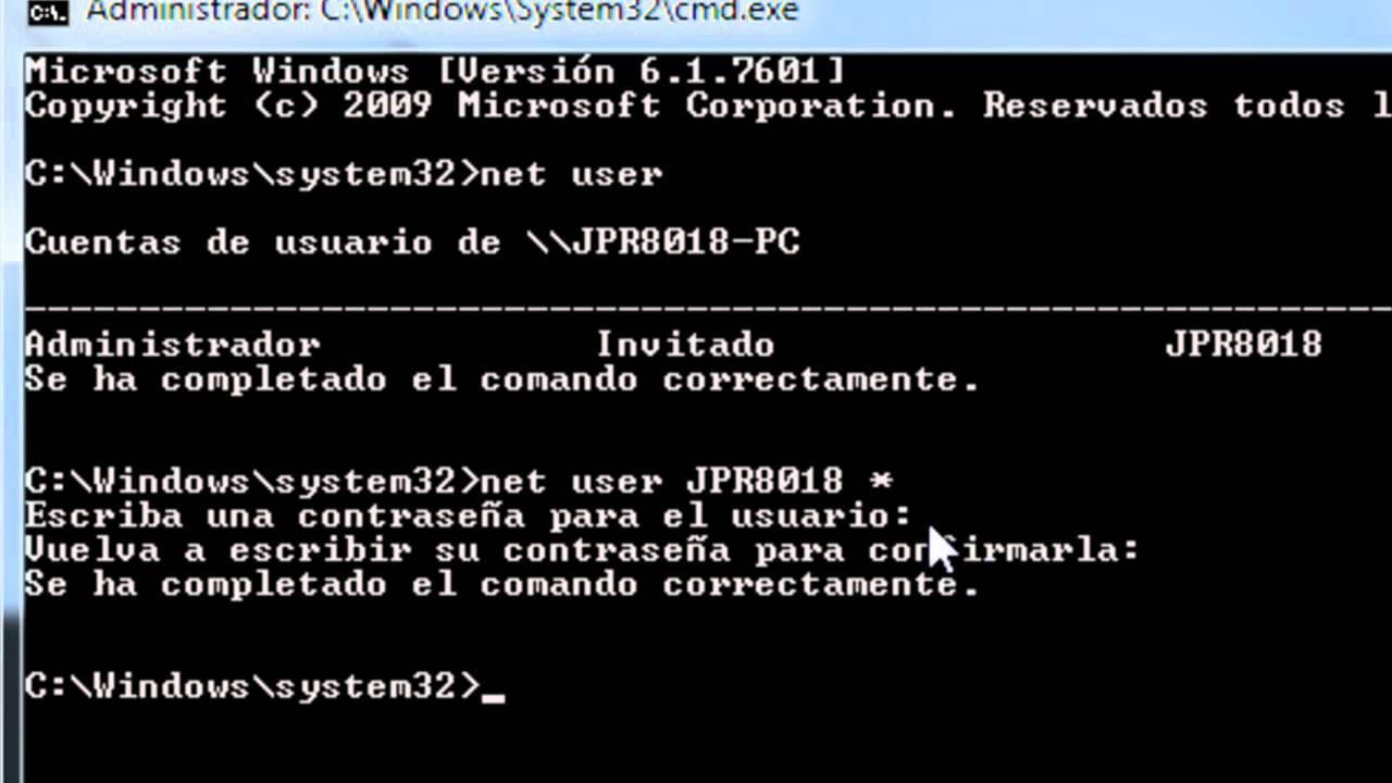 Cambiar contraseña del administrador en Windows