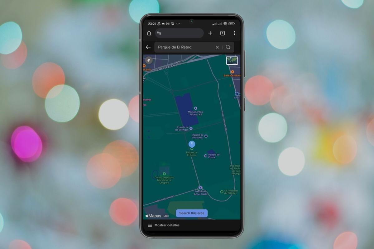 Interfaz de Apple Maps en Windows