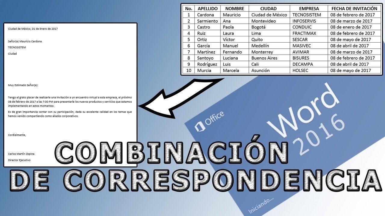 Resultado de combinación de correspondencia en Word