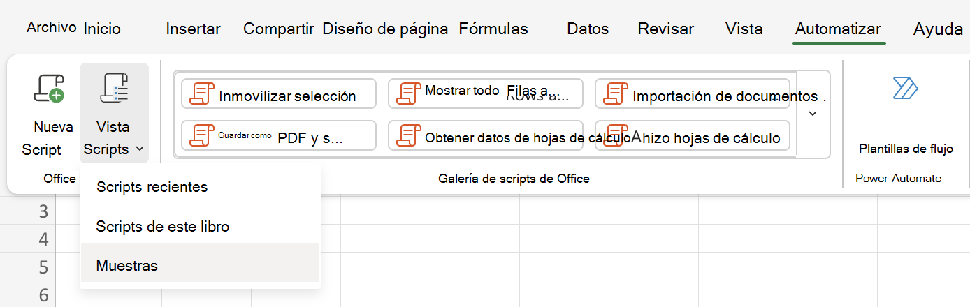 Creación de Office Scripts en Excel Online Creación de Office Scripts en Excel Online