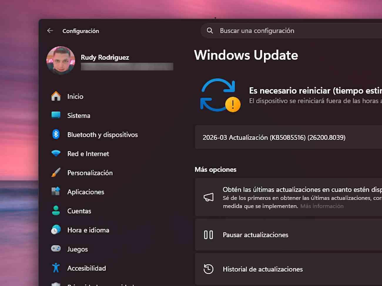 Opciones de actualización en Windows Opciones de actualización en Windows